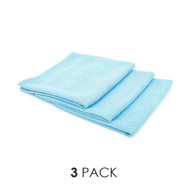 The Rag Company Standard Waffle-Weave Light Blue Pack of 3