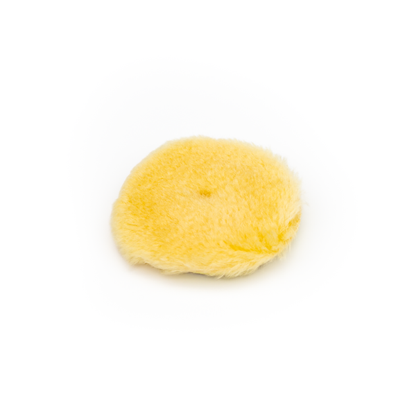 Rupes Yellow Wool Medium Pad 3.5 inch on a white background.