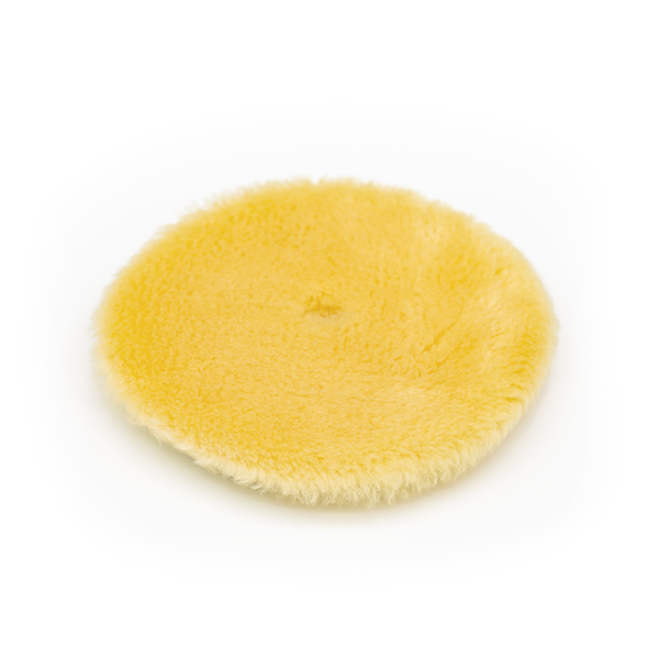 Rupes Yellow Wool Medium Pad 6.75 inch on a white background.