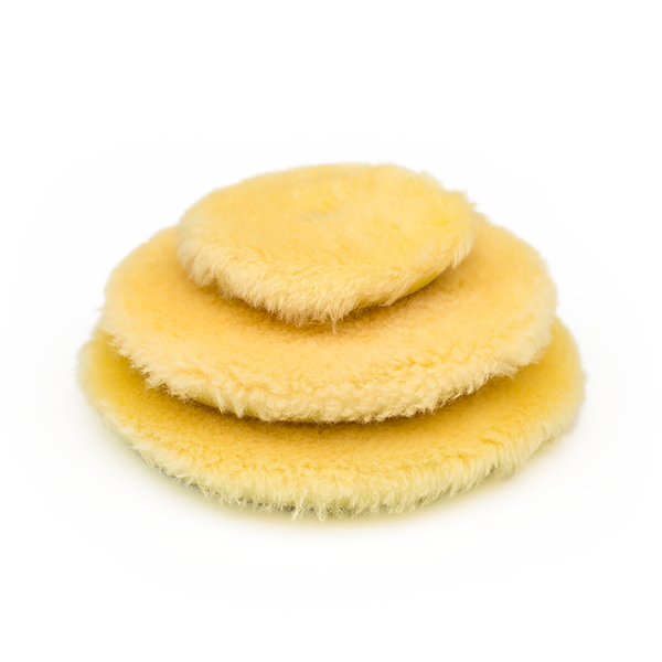 Rupes Yellow Wool Medium Pad Stack on a white background.