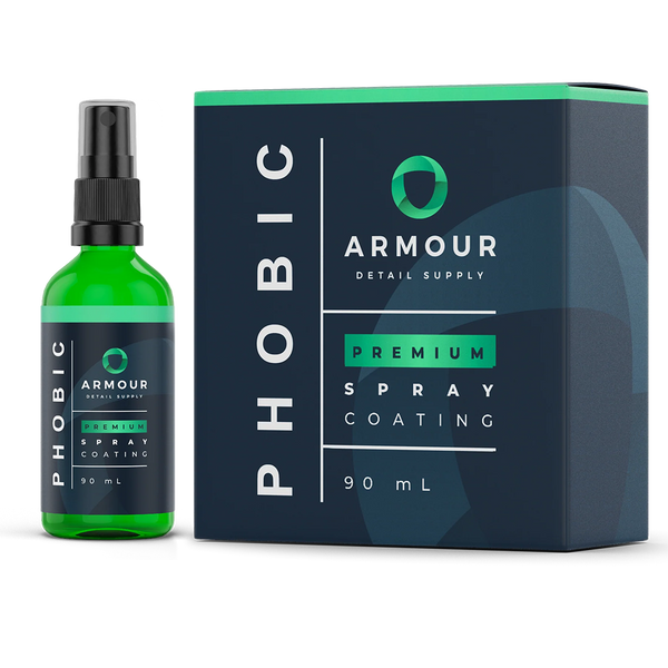 Armour Detail Phobic Coating 90ml on a black and grey checkered background.