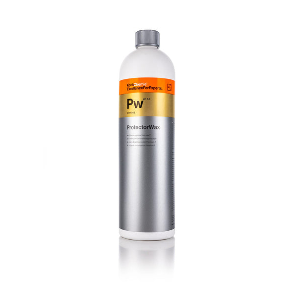 A bottle of Koch Chemie Protector wax on a white background.