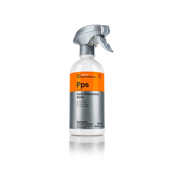 A spray bottle of Koch Chemie Panel Preparation Spray on a white background.
