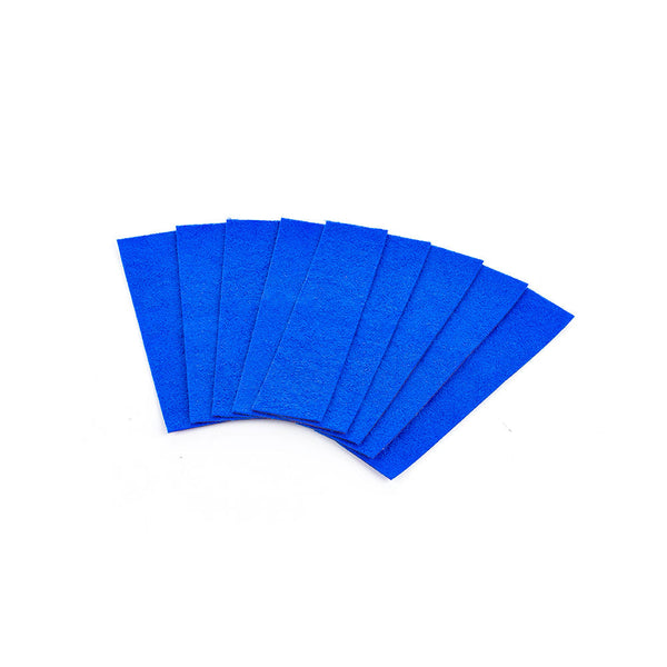 9 blue Monkey Strips spread across a white background.