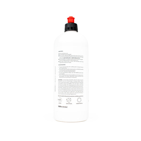 Rupes Uno Pure 1L bottle label on a white background.