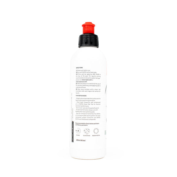 Rupes Uno Pure 250 ml bottle label on a white background.