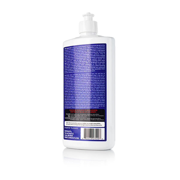 The back of a bottle of TLD The Last Cut on a white background.