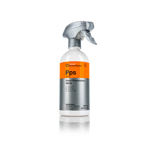 A spray bottle of Koch Chemie Panel Preparation Spray on a white background.