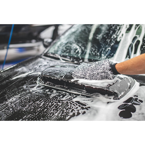 Using the Cyclone Ultra Wash Mitt from the Rag Company to wash a black 2004  Subaru WRX STI